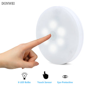 New 6 LED Bedside Table Lamps Touch Lamp Night Light battery powered  Cool  White Cabinet Light for  Bedrooms Living Room